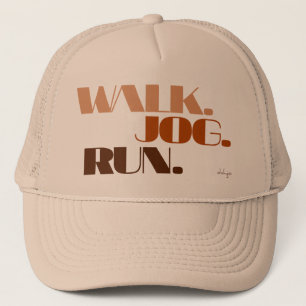 BROWN WALK JOG RUN (Schriftart CHUNKY) Truckerkappe