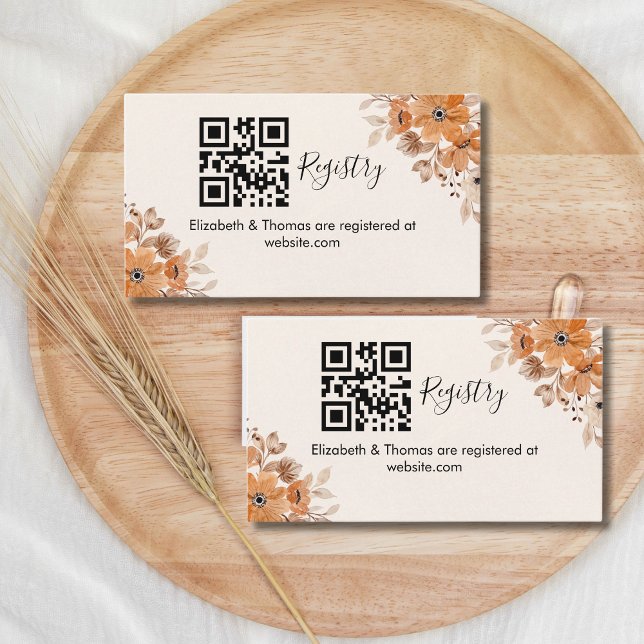 Brown Watercolor Flowers Boho Bridal Swower Begleitkarte (Von Creator hochgeladen)