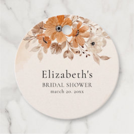 Brown Watercolor Flowers Boho Style Geschenkanhänger