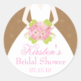 Brown Wedding Dress Brautparty Runder Aufkleber