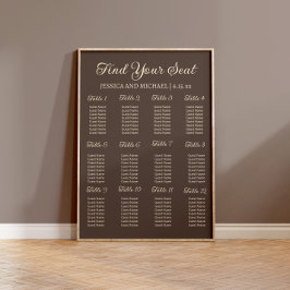 Brown Wedding Reception Sitzplan Poster