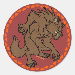 Brown Werewolf Runder Aufkleber