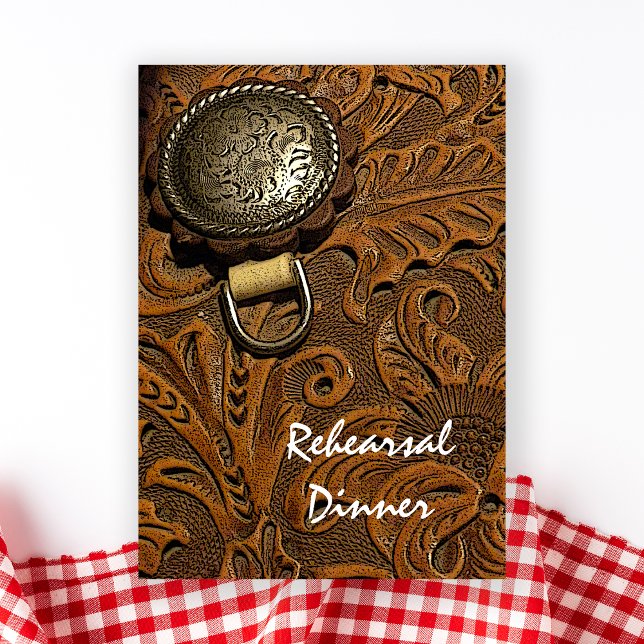 Brown Western Saddle Hochzeit Probe Dinner Einladung (Von Creator hochgeladen)