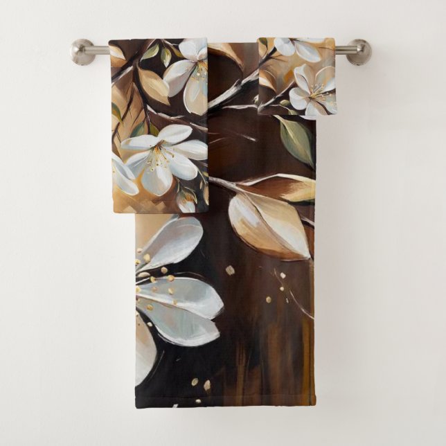 Brown White Branch Badetücher Badhandtuch Set (Insitu)