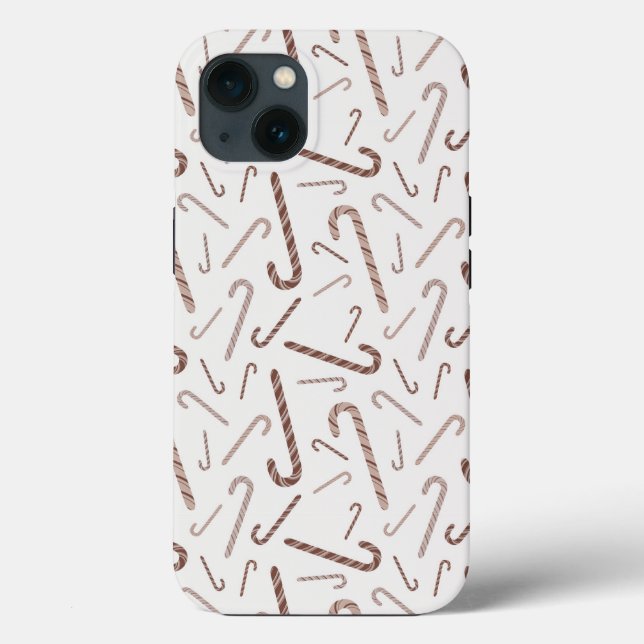 Brown & White Candy Cane Muster Case-Mate iPhone Hülle (Rückseite)