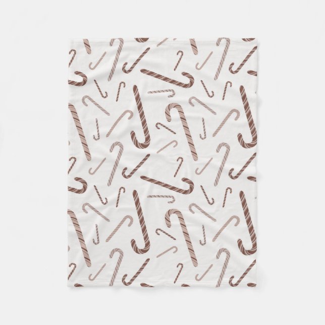 Brown & White Candy Cane Muster Fleecedecke (Vorderseite)