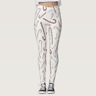 Brown & White Candy Cane Muster Leggings