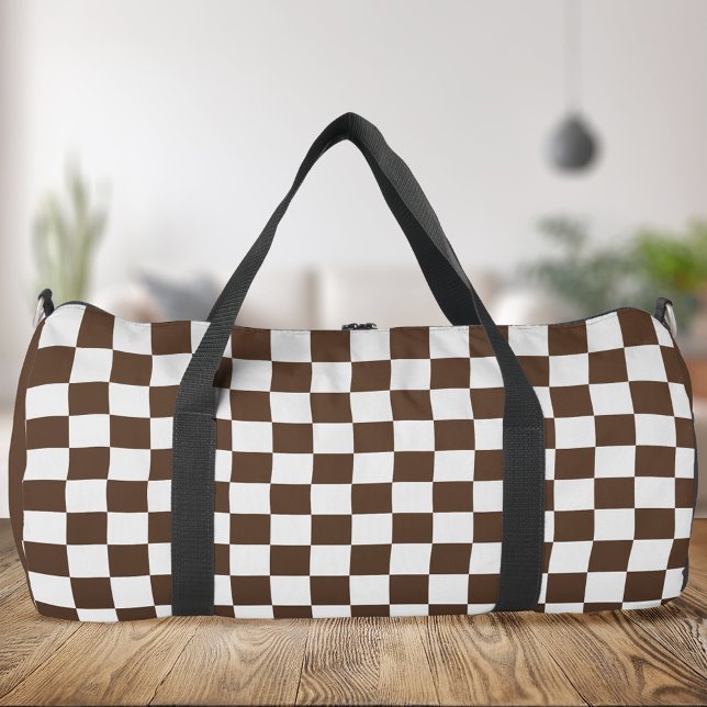 Brown White Checkered Duffle Bag (Von Creator hochgeladen)