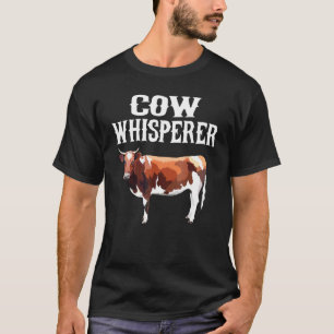 Brown White Cow Wisperer Farm Animal T-Shirt