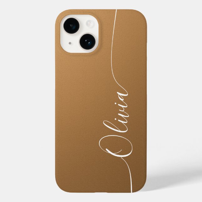 Brown White Elegant Calligrafy Script Name Case-Mate iPhone Hülle (Rückseite)