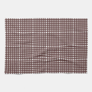 Brown White Gingham Kariert Pattern Geschirrtuch