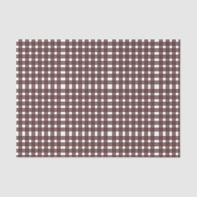 Brown White Gingham Pattern Seidenpapier (Vorderseite)