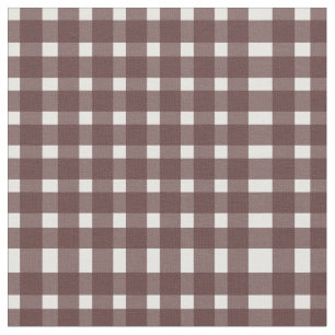 Brown White Gingham Pattern Stoff