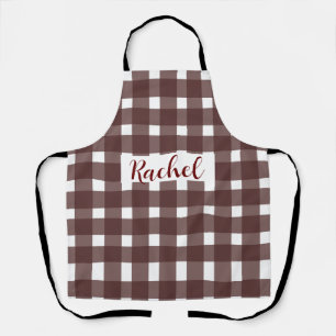 Brown White Gingham Personalisiert Schürze