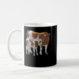 Brown & White Guernsey Kuh & Niedlich Calf Cattle  Kaffeetasse