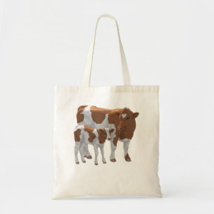 Brown & White Guernsey Kuh & Niedlich Calf Cattle  Tragetasche