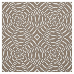 Brown White Kaleidoscope Circle Print Pattern Stoff