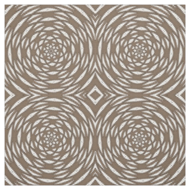 Brown White Kaleidoscope Circle Print Pattern Stoff (Muster)