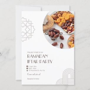 Brown White Minimalistisch Ramadan Iftar Party Einladung