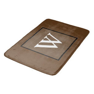 Brown White Monogram Badematte