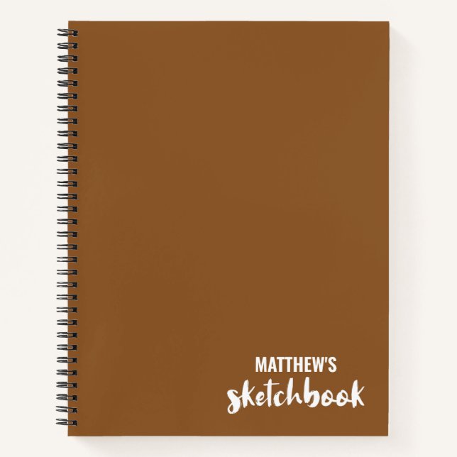 Brown White Personalisiert Sketchbook - Ihr Name Notizbuch (Vorderseite)