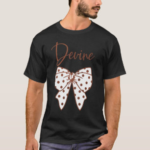 Brown & White Polka Dots Bow Devine T-Shirt