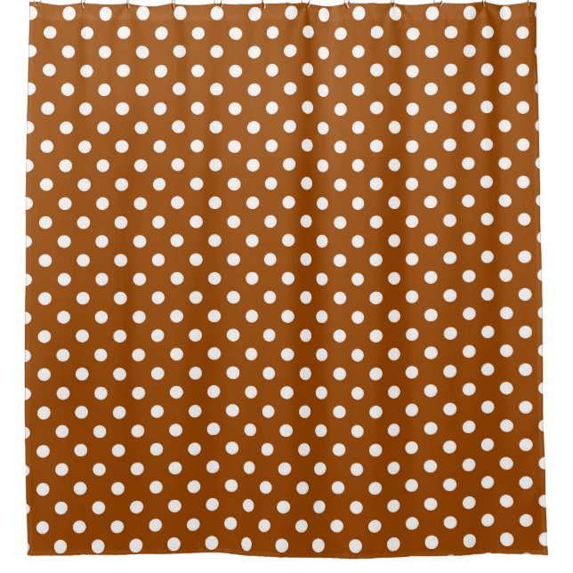 Brown White Polka Dots Design Duschvorhang (Vorderseite)