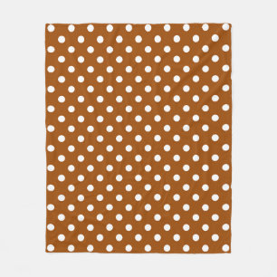Brown White Polka Dots Design Fleecedecke