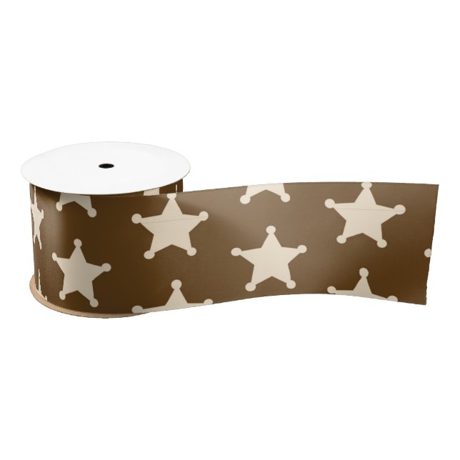 Brown White Sheriff Cowboy Stars Rustic Farmer Satinband (Spule)