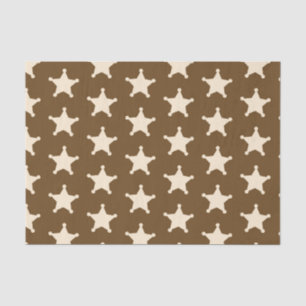 Brown White Sheriff Cowboy Stars Rustikaler Bauer Seidenpapier