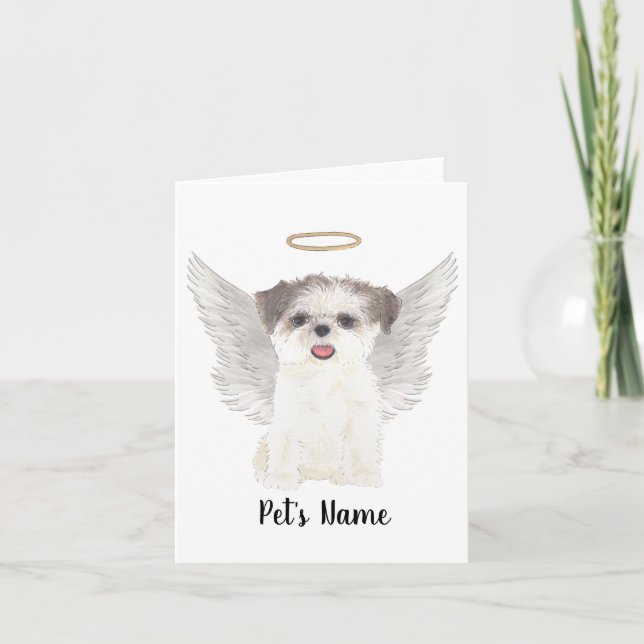 Brown & White Shih Tzu Beileid Memorial Karte (Vorderseite)
