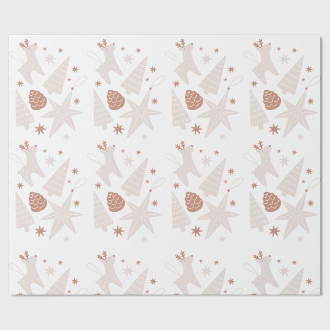 Brown White Simple Christmas Geschenkpapier (Saum)
