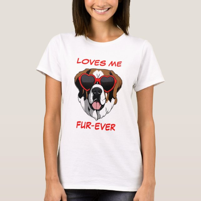 Brown White St Bernard Red Heart Shaped Sonnenbril T-Shirt (Vorderseite)