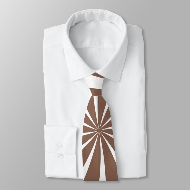 Brown & White Sunray Pattern Neck Tie Krawatte (Gebunden)