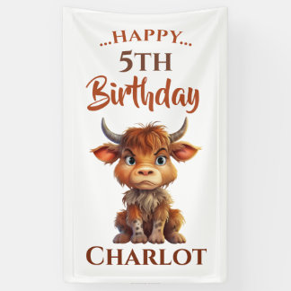 Brown White Sweet Funny Cow Banner