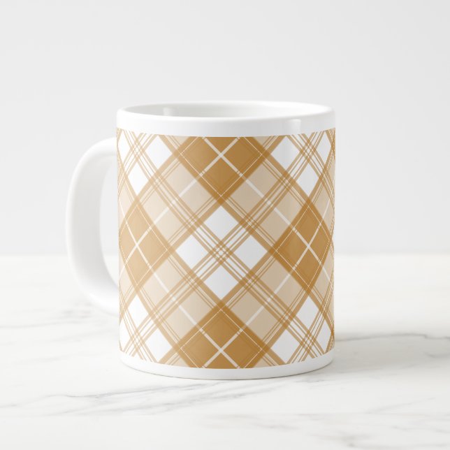Brown White Tartan Muster yxm0uat9 Jumbo-Tasse (Vorderseite Links)