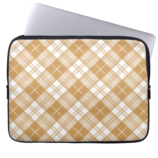 Brown White Tartan Muster yxm0uat9 Laptopschutzhülle (Vorderseite)