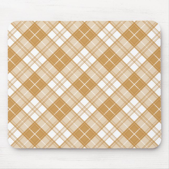 Brown White Tartan Muster yxm0uat9 Mousepad (Vorne)