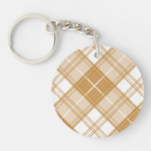 Brown White Tartan Muster yxm0uat9 Schlüsselanhänger