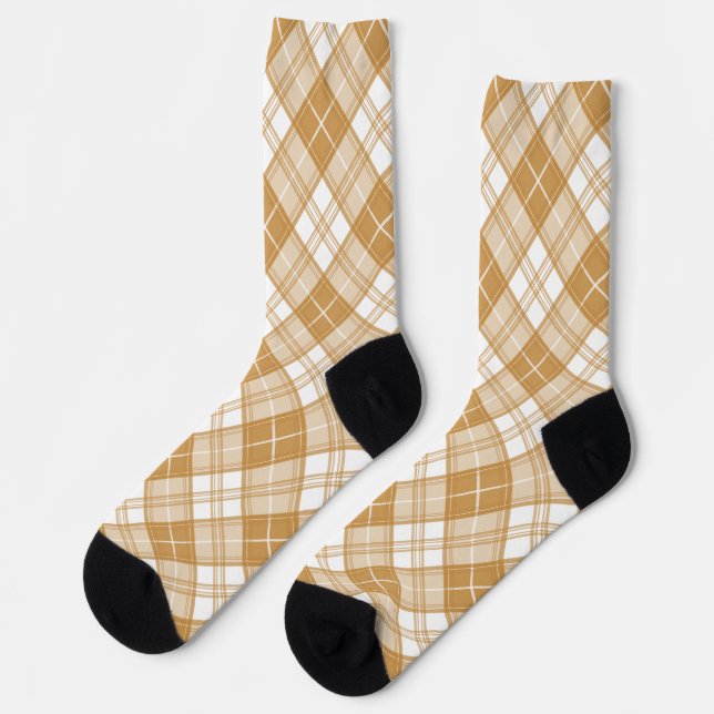 Brown White Tartan Muster yxm0uat9 Socken (Linkes Detail)
