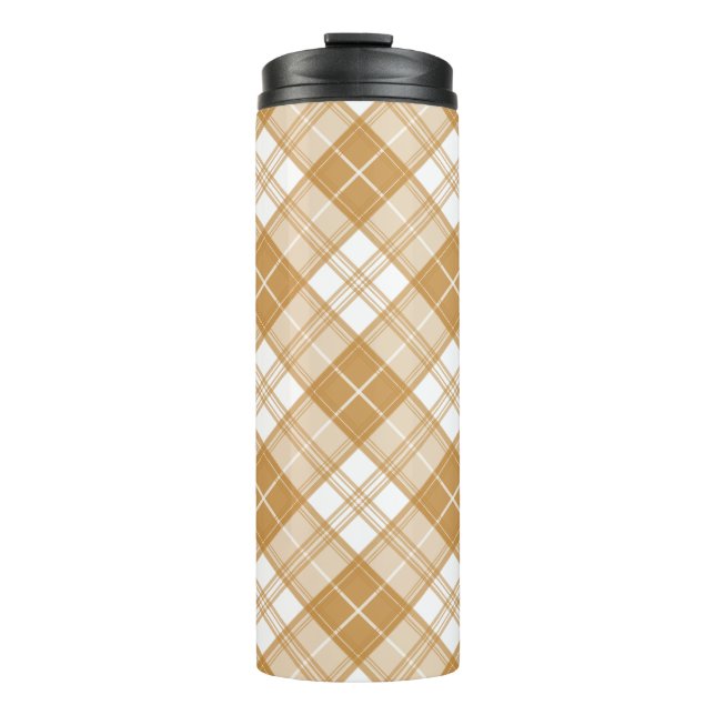 Brown White Tartan Muster yxm0uat9 Thermosbecher (Vorderseite)