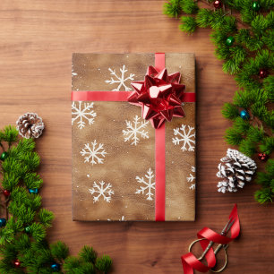 Brown White Winter Snowflakes Weihnachten Geschenkpapier