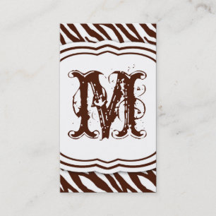Brown White Zebra Print Pattern Business Card Visitenkarte