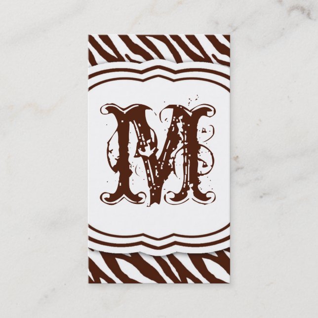 Brown White Zebra Print Pattern Business Card Visitenkarte (Vorderseite)