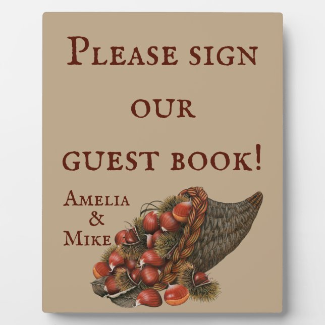 Brown Winter Chestnut Wedding Guest Book Fotoplatte (Vorderseite)