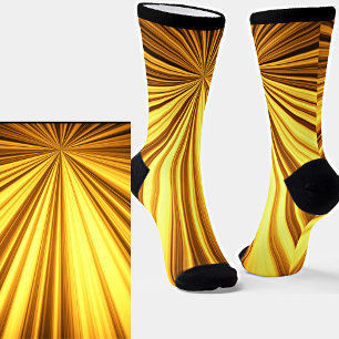 Brown Yellow Burst Star Socken