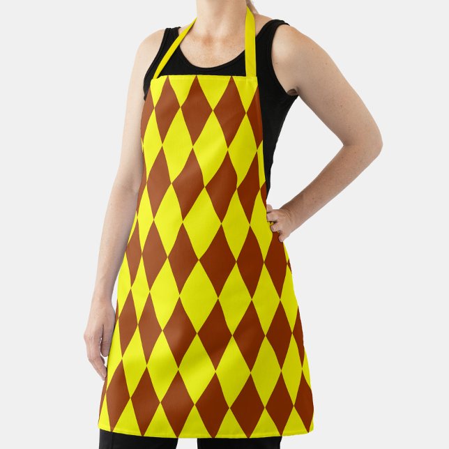 Brown Yellow Harlequin Checkered Design  Schürze (Von Creator hochgeladen)