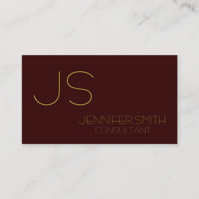 Brown Yellow Monogram Consultant Business Card Visitenkarte (Vorderseite)