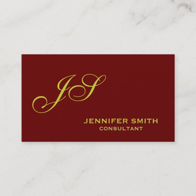 Brown Yellow Monogram Consultant Business Card Visitenkarte (Vorderseite)