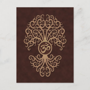 Brown Yoga Om Tree Postkarte